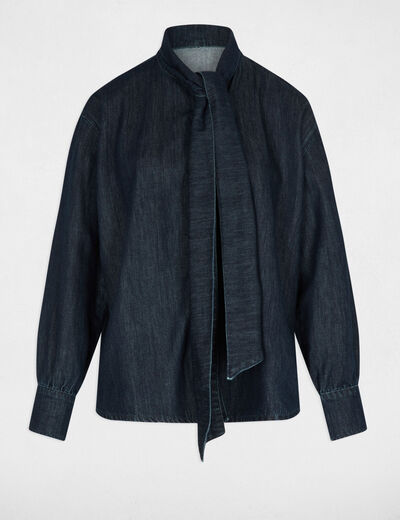 Chemise jean lavallière denim brut femme