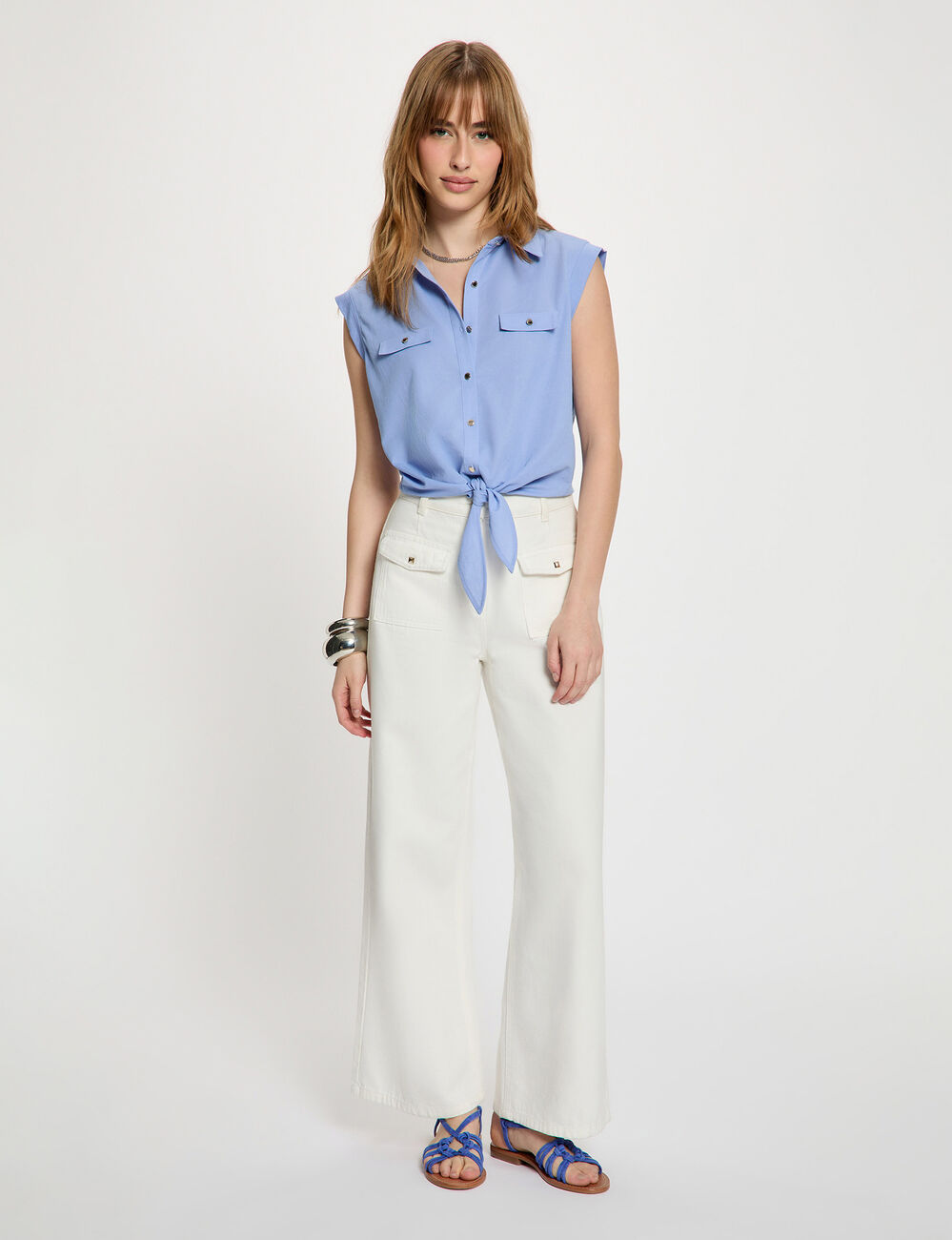 Blouse sans manches bleu lavande femme