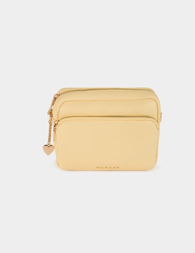 Sac bandouli&egrave;re similicuir jaune pastel femme