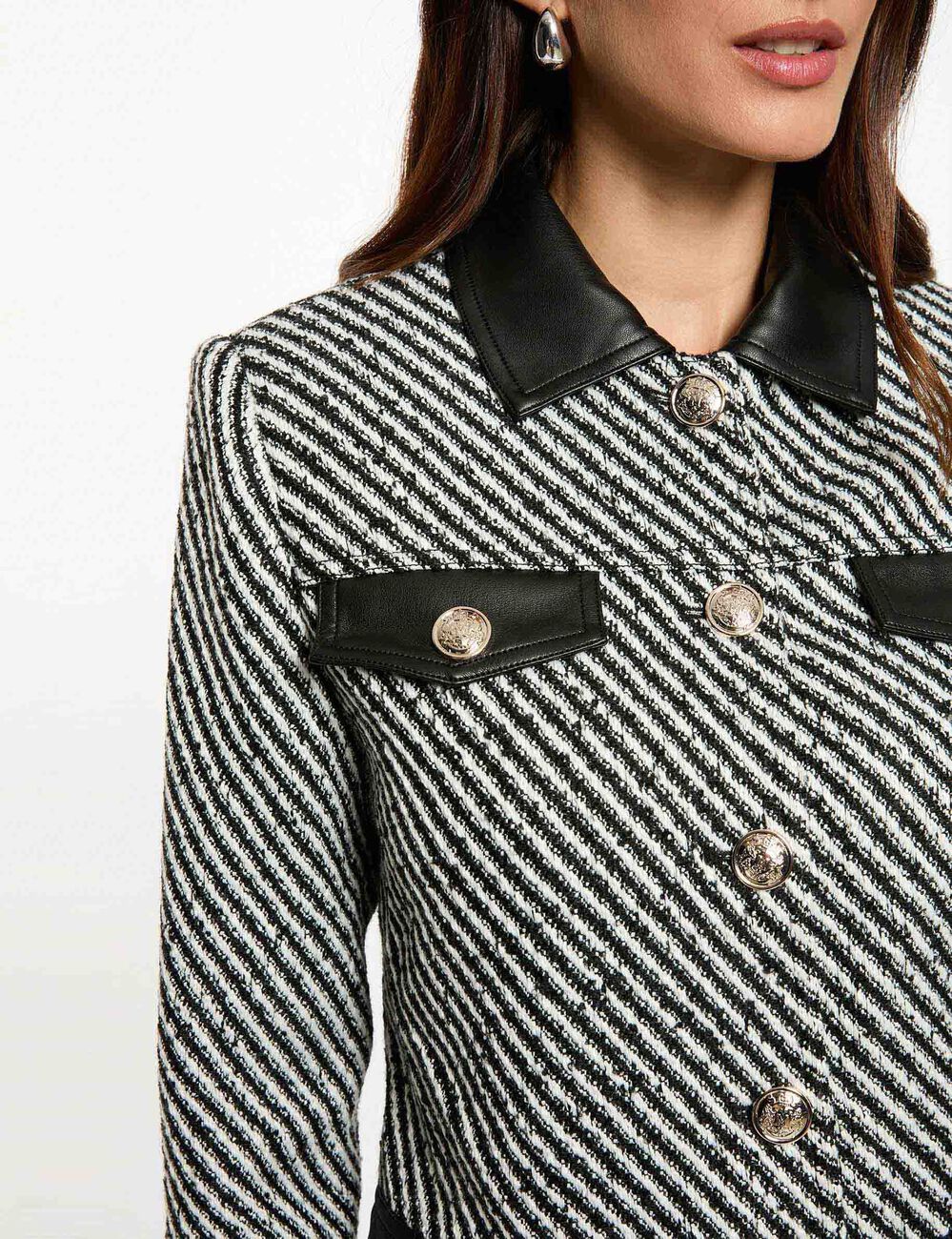 Veste ajustée tweed noir femme