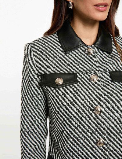 Getailleerd tweed jasje zwart vrouw