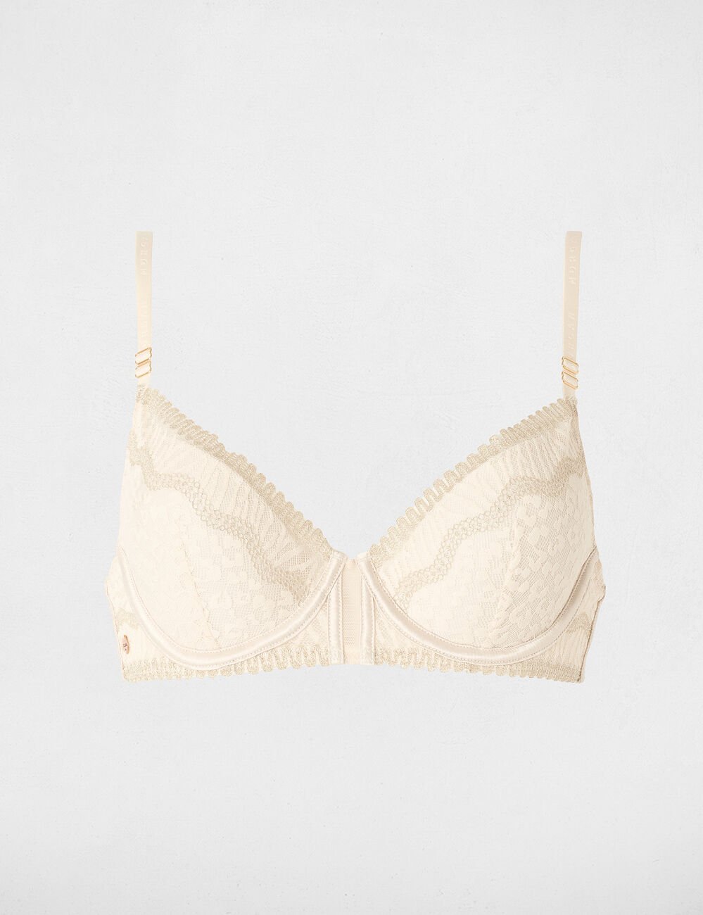 Soutien-gorge dentelle bretelles fines beige femme