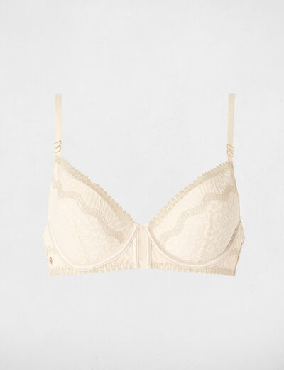 Soutien-gorge dentelle bretelles fines beige femme