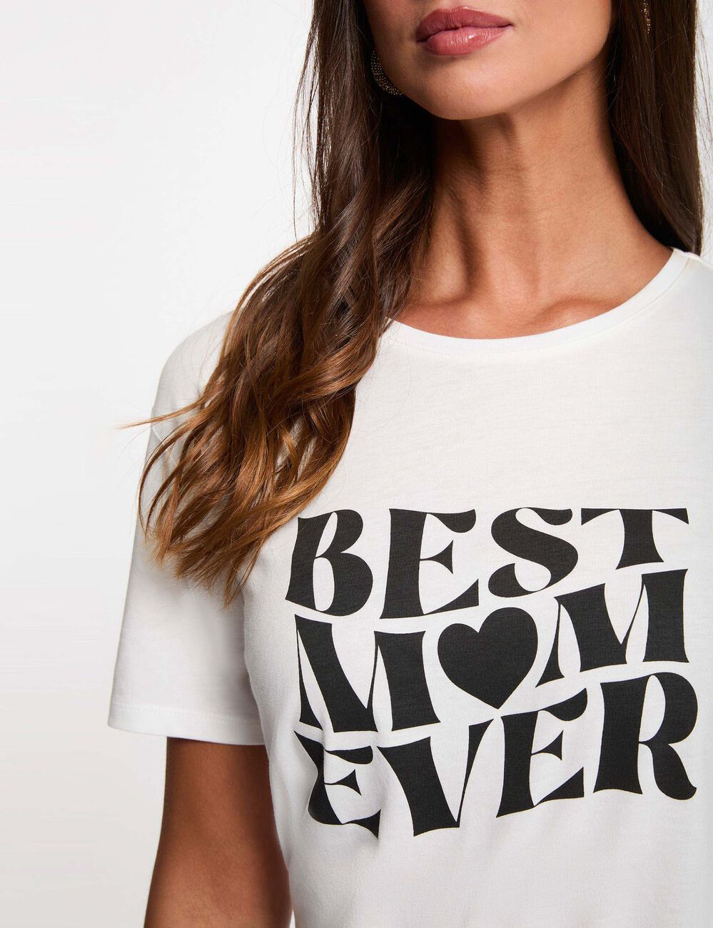 T-shirt col rond manches courtes blanc femme