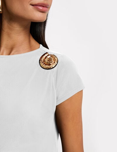 T-shirt col rond blanc femme