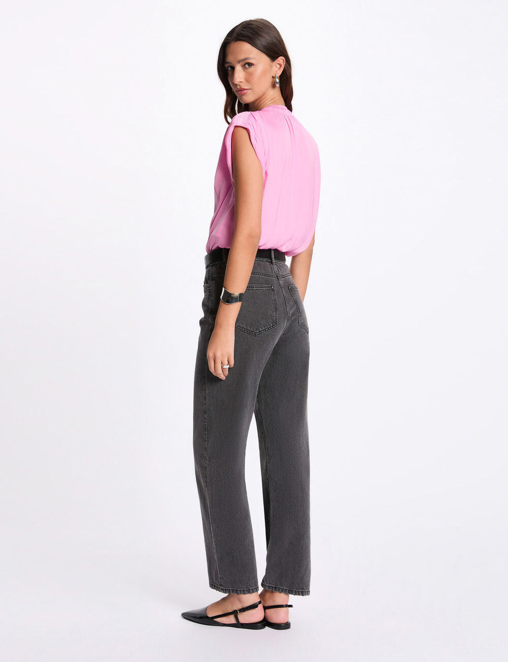 Blouse met korte mouwen roze vrouw