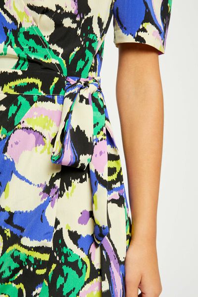 Overslagjurk met abstracte print meerkleurig vrouw