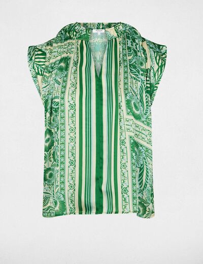 Mouwloze blouse met V-hals meerkleurig vrouw