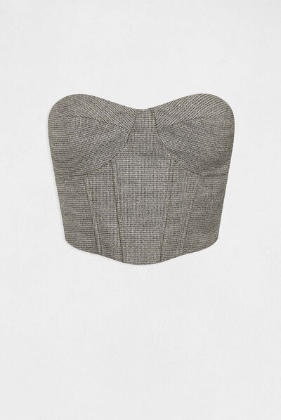 Bustier cropped sans manches gris moyen femme