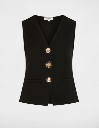 Gilet sans manches col v noir femme