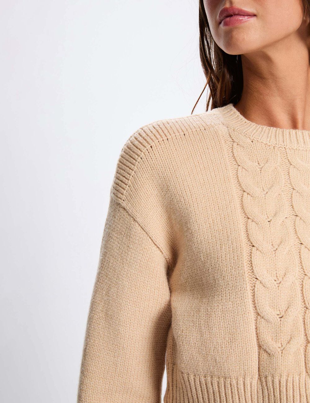 Robe tricot ajustée 2-en-1 beige femme