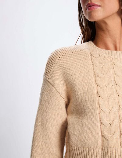 Robe tricot ajustée 2-en-1 beige femme