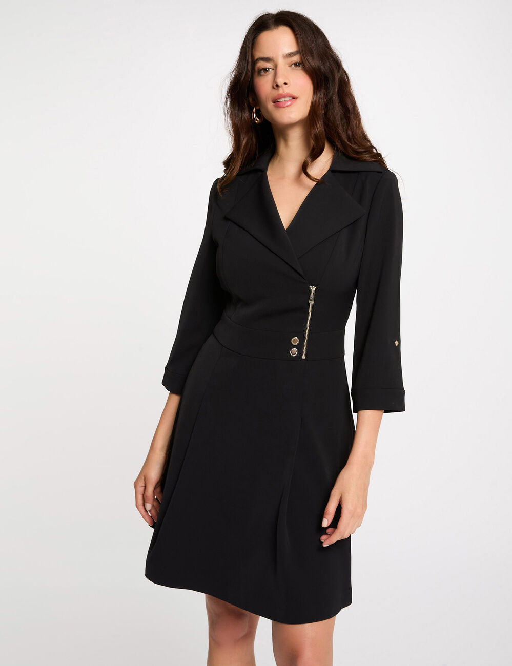 Robe courte trapèze noir femme