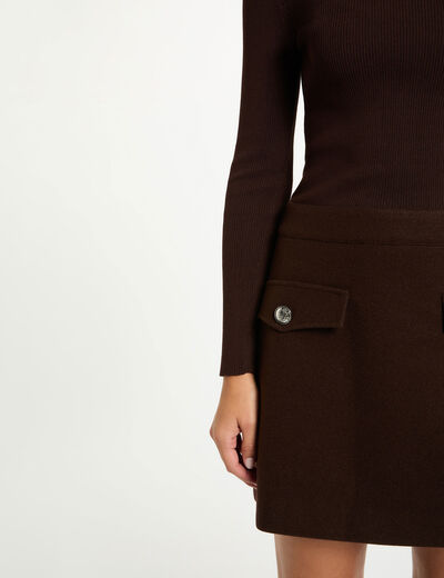 Robe courte ajustée 2-en-1 marron foncé femme