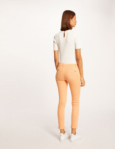 Jeans skinny taille basse orange clair femme