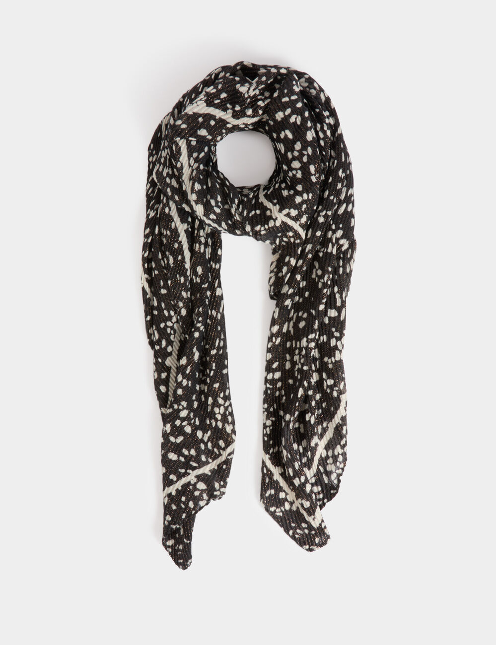 Foulard plissé à pois noir femme