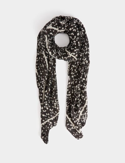 Foulard plissé à pois noir femme