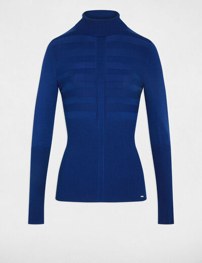 Nauwsluitende coltrui bleu pétrole vrouw
