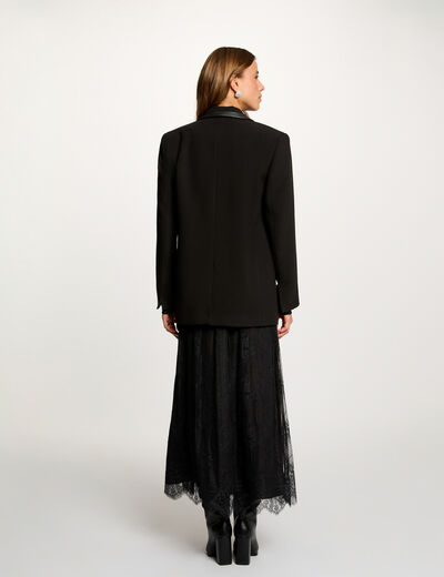 Blazer col tailleur noir femme