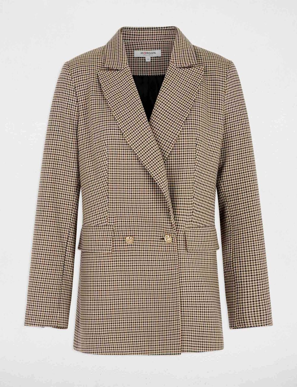 Rechte blazer met reverskraag bruin vrouw