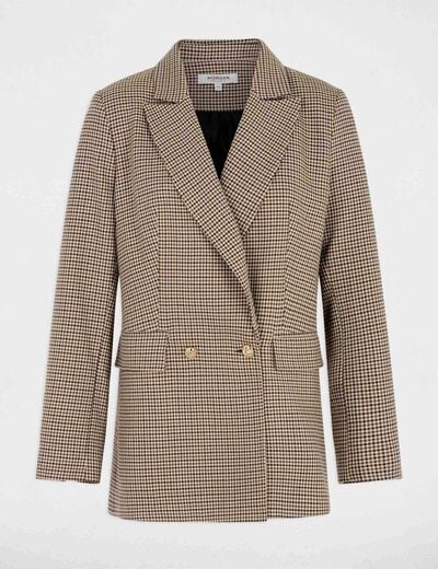 Rechte blazer met reverskraag bruin vrouw