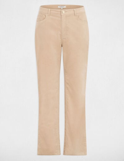 Pantalon droit taille haute ecru femme