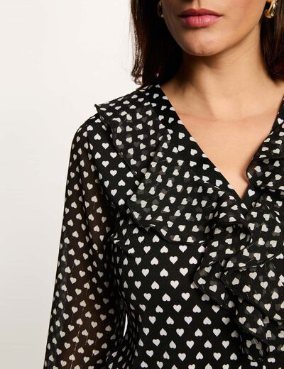 Voile blouse met v-hals zwart vrouw