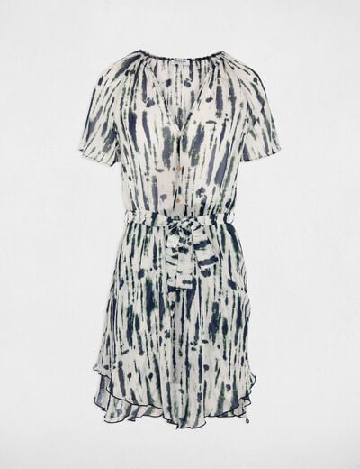 Robe courte col v multicolore femme