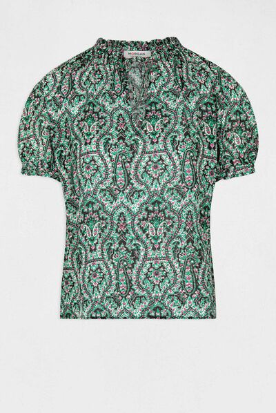 Blouse manches courtes imprimée multico femme