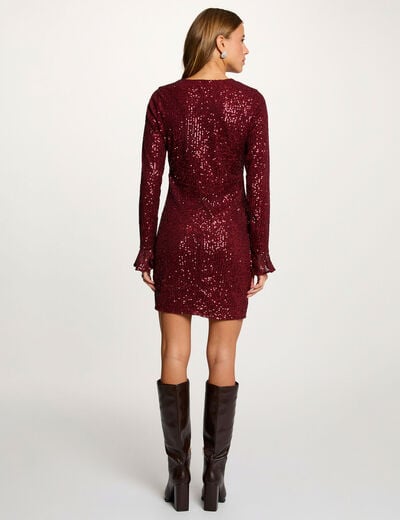 Robe courte à sequins prune femme