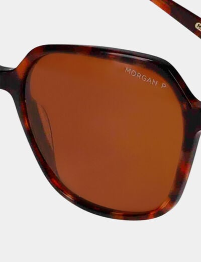 Lunettes de soleil hexagone marron femme