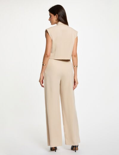 Mouwloze cropped jas beige vrouw