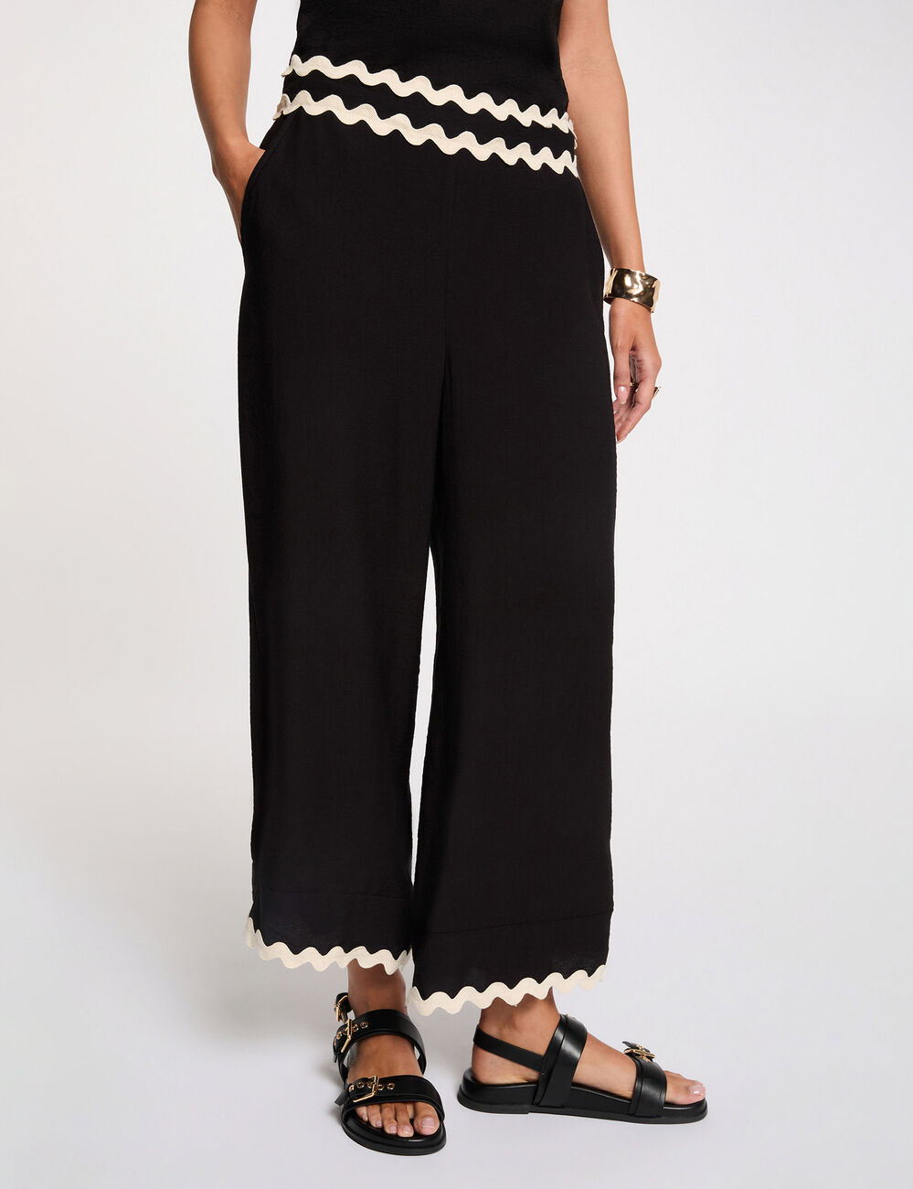 7/8 brede broek zwart vrouw