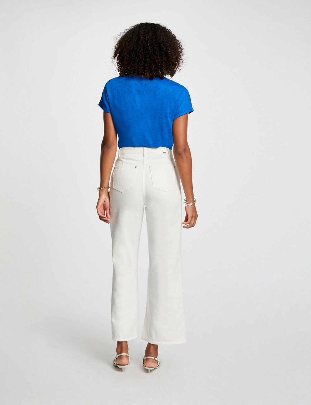 T-shirt met korte mouwen bleu electrique vrouw