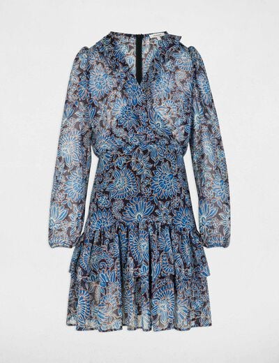 Robe courte ajust&eacute;e col v multicolore femme