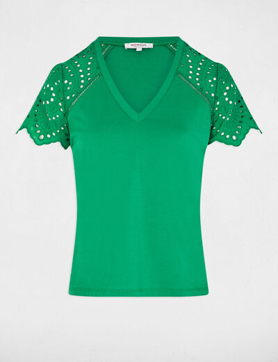 T-shirt manches courtes vert prairie femme