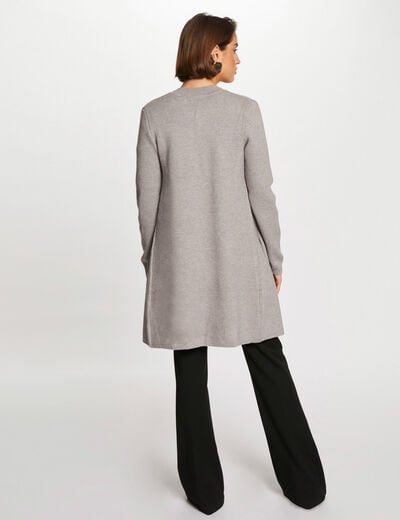 Gilet droit &agrave; col crant&eacute; gris clair femme