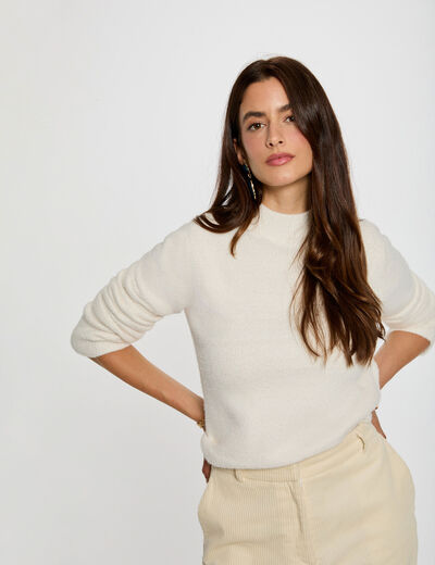 pull col montant ajuste ivoire femme Pull col montant ajusté ivoire femme