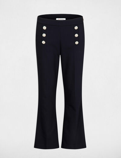 Pantalon flare à boutons marine femme
