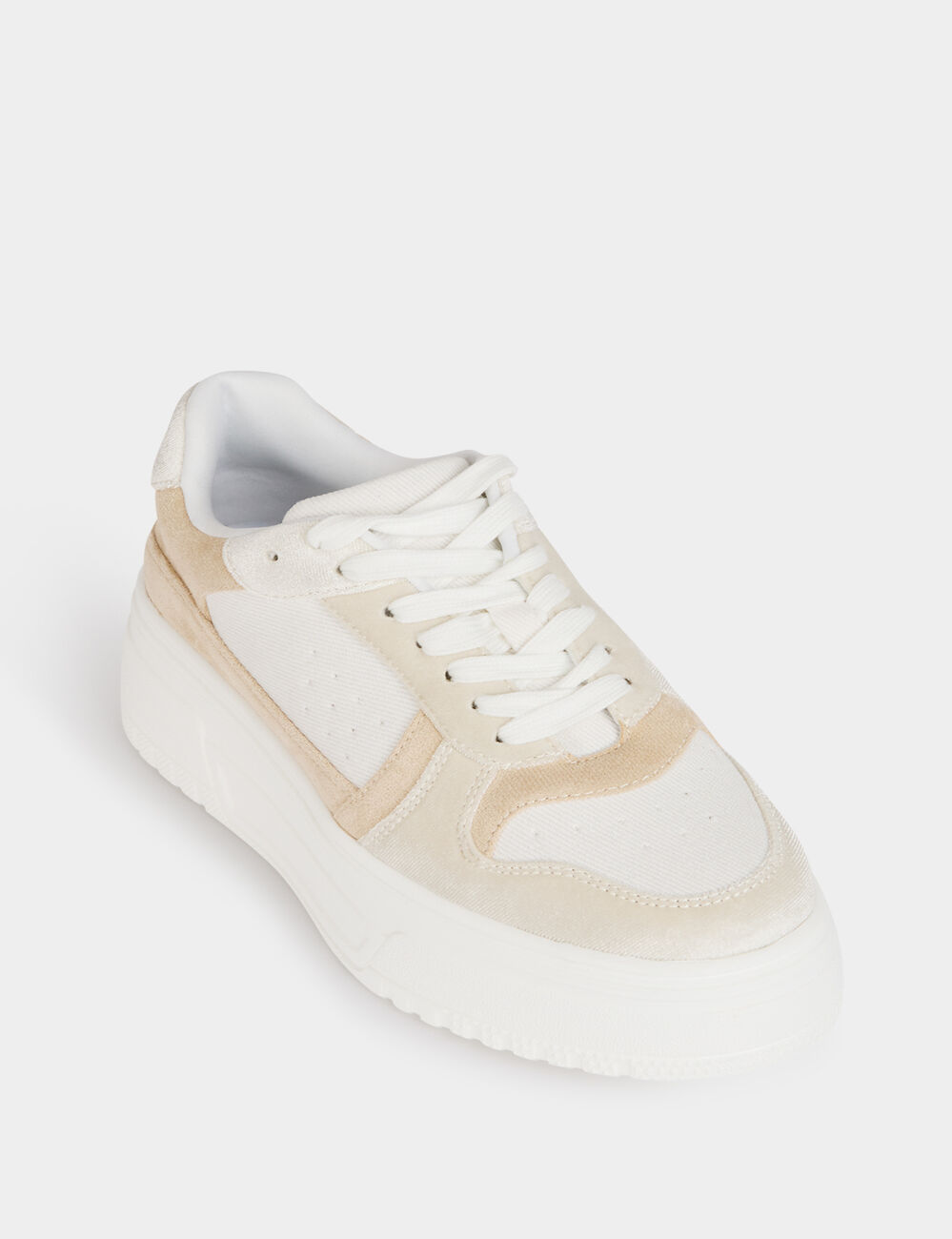 Baskets compens&eacute;es beige femme