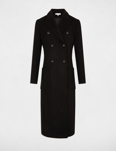 Manteau long droit noir femme