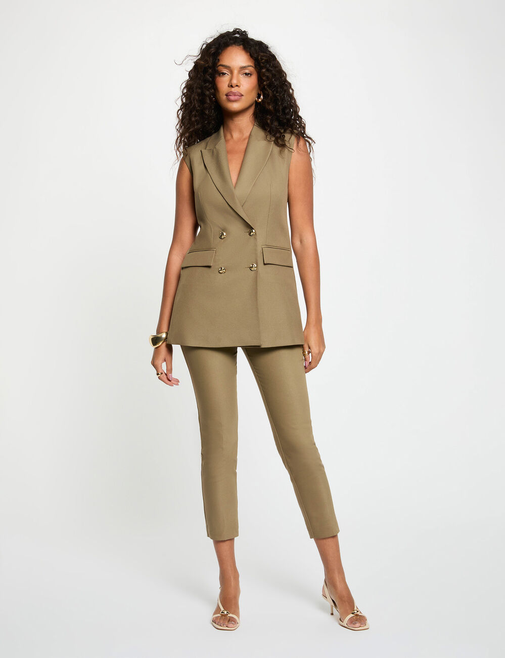 Mouwloze blazer brons vrouw