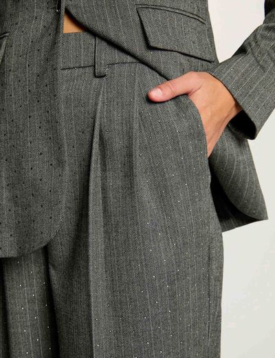 Pantalon droit à rayures gris moyen femme