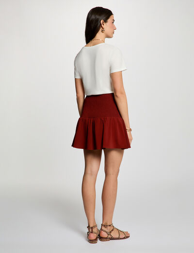 Jupe courte ajust&eacute;e marron cognac femme