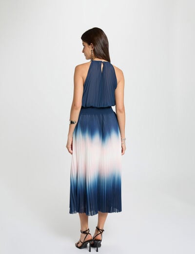 Robe longue pliss&eacute;e multicolore femme