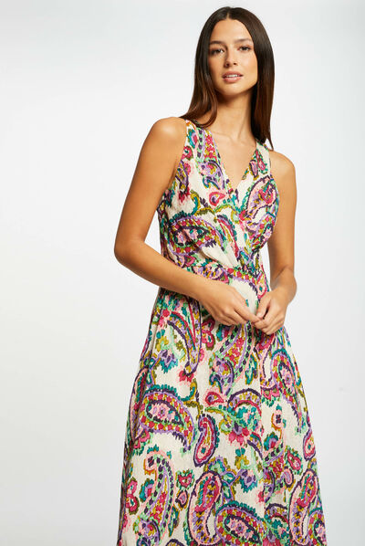Lange jurk met abstracte print meerkleurig vrouw