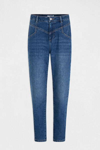 Rechte jeans hoge taille 7/8 jean stone vrouw