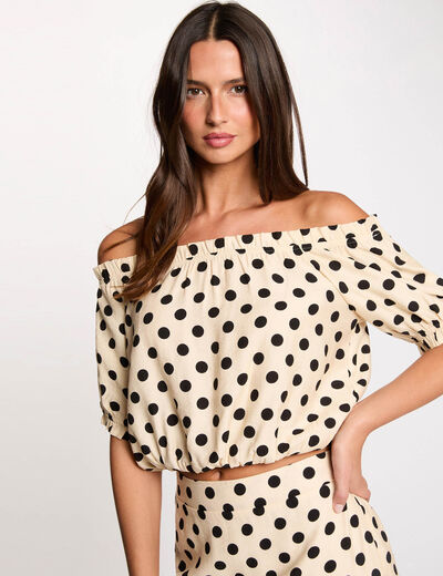 Top col bardot fluide multicolore femme