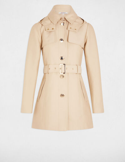 Trench mi-long ceinturé sable femme