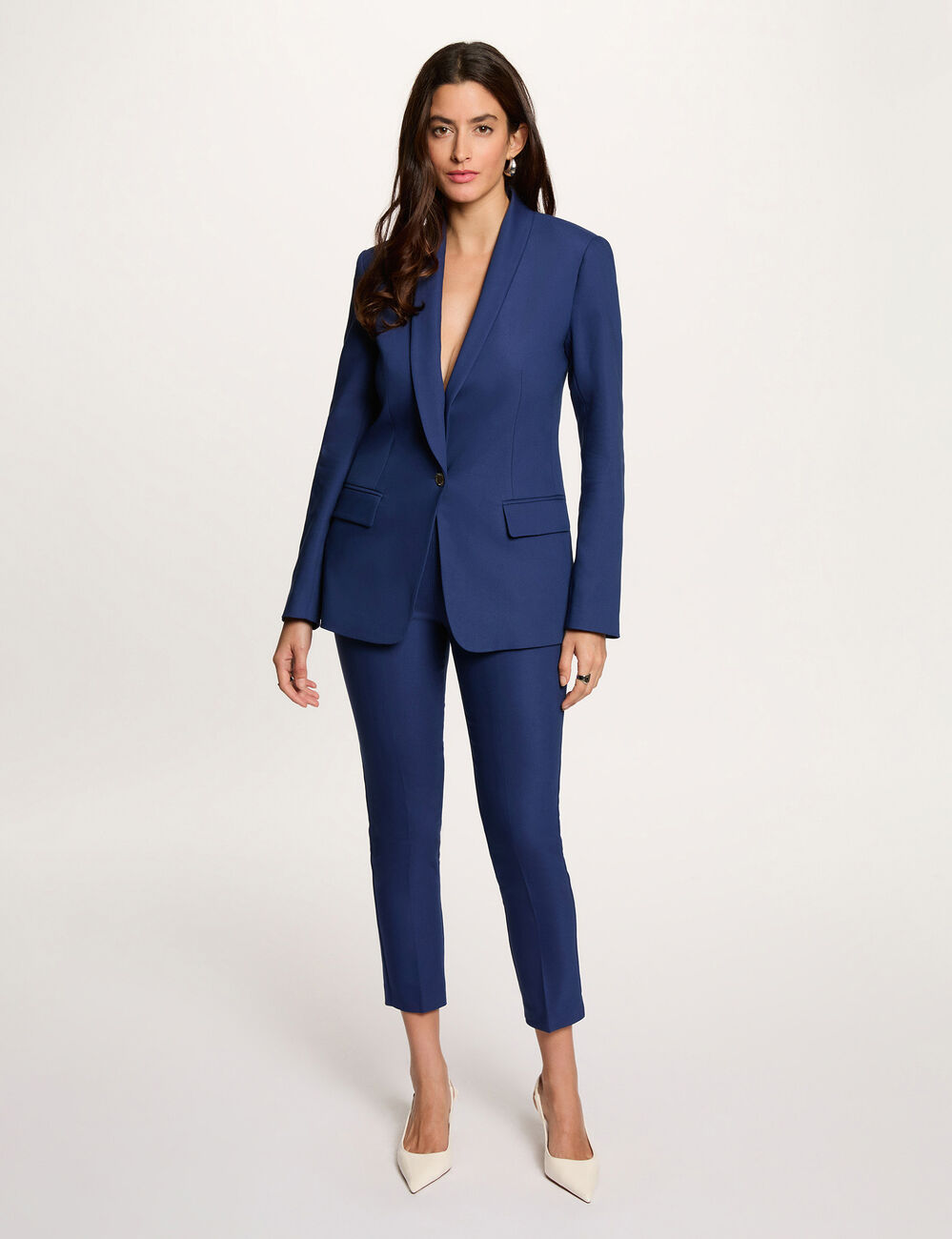 Veste courte col ch&acirc;le bleu marine femme